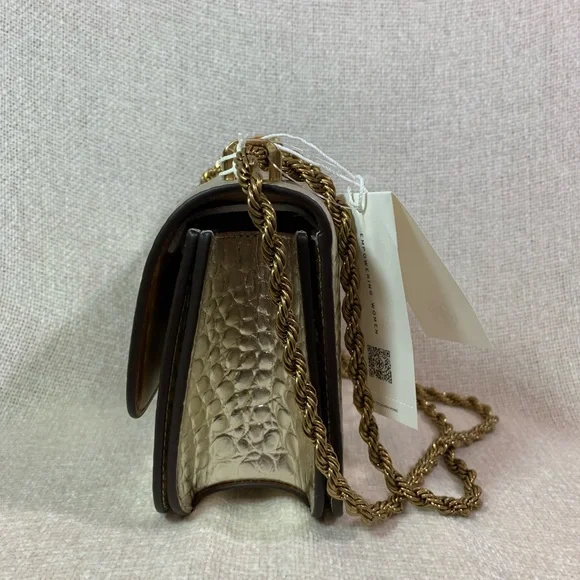 NEW Tory Burch Eleanor Gold Embossed Leather Small Convertible Shoulder Bag AUTH - Picture 4 of 16
